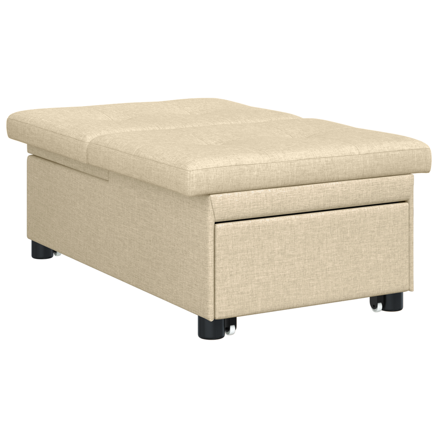 Sofa Bed 3-in-1 Uittrekbaar Ontwerp in Crème Stof