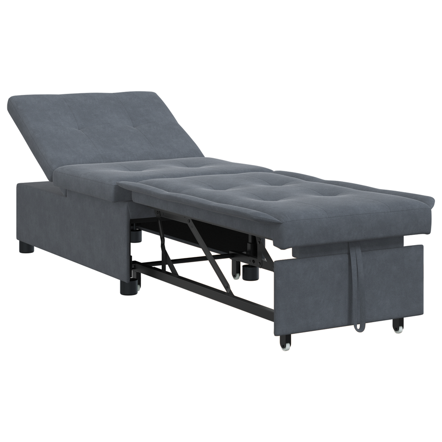 3-in-1 Sofa Bed Uittrekbaar Donkergrijs Velvet