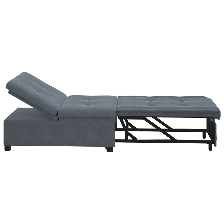 3-in-1 Sofa Bed Uittrekbaar Donkergrijs Velvet
