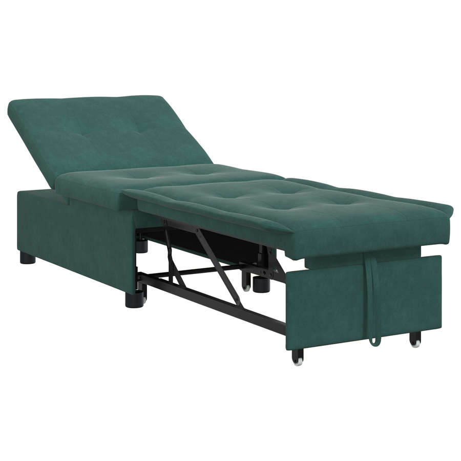 3-in-1 Sofa Bed Uittrekbaar Donkergroen Fluweel