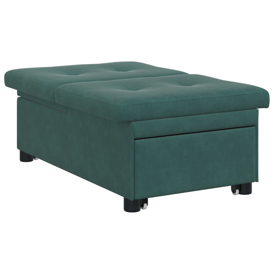 3-in-1 Sofa Bed Uittrekbaar Donkergroen Fluweel