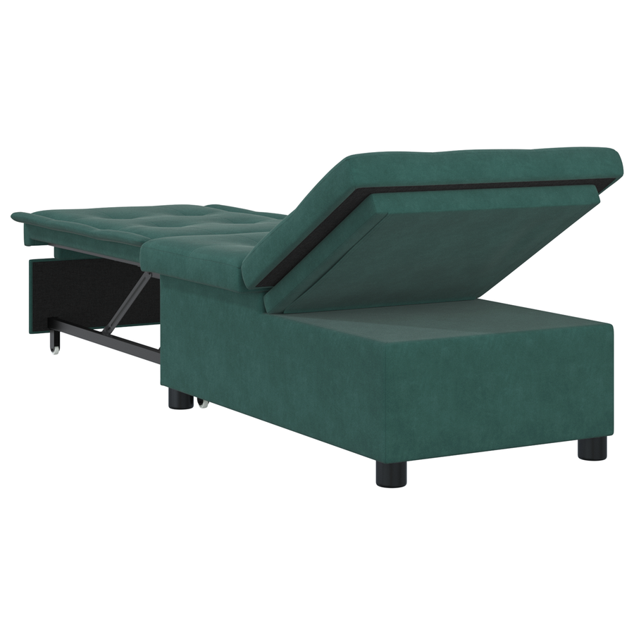 3-in-1 Sofa Bed Uittrekbaar Donkergroen Fluweel