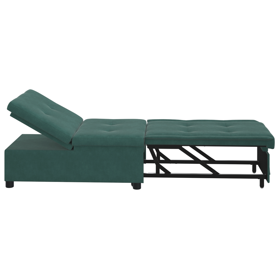 3-in-1 Sofa Bed Uittrekbaar Donkergroen Fluweel