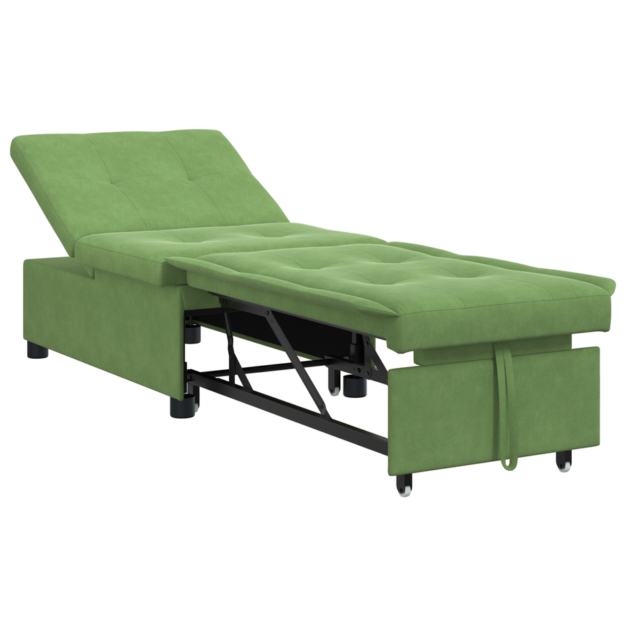 3-in-1 Sofa Bed Uitklapbaar Lichtgroen Velours
