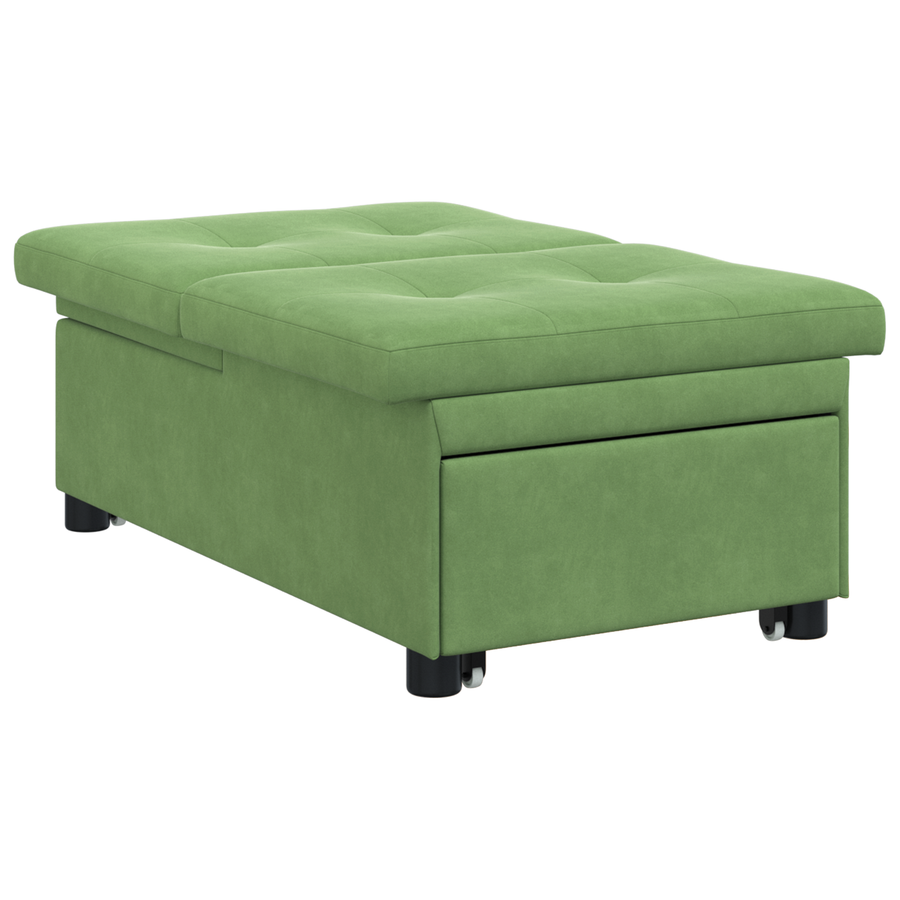 3-in-1 Sofa Bed Uitklapbaar Lichtgroen Velours