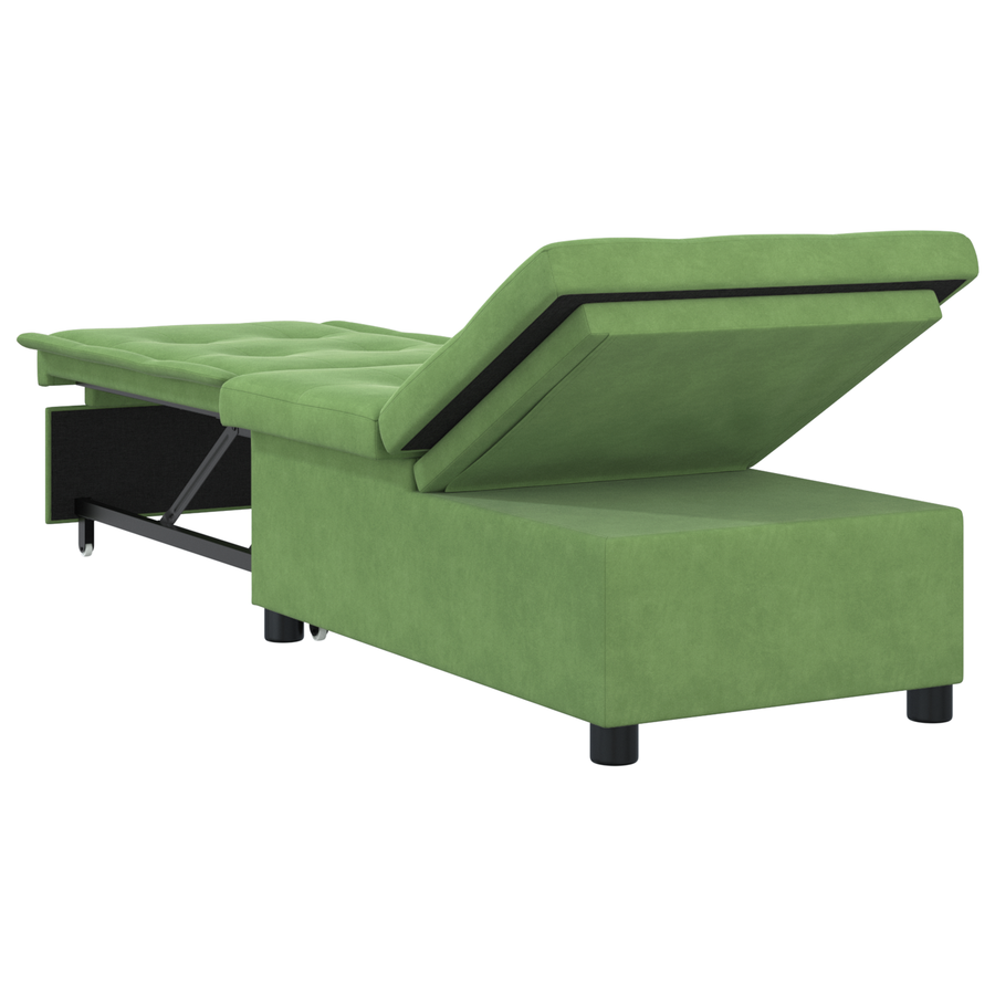 3-in-1 Sofa Bed Uitklapbaar Lichtgroen Velours
