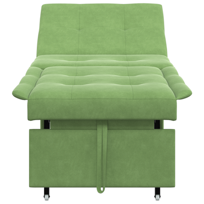 3-in-1 Sofa Bed Uitklapbaar Lichtgroen Velours