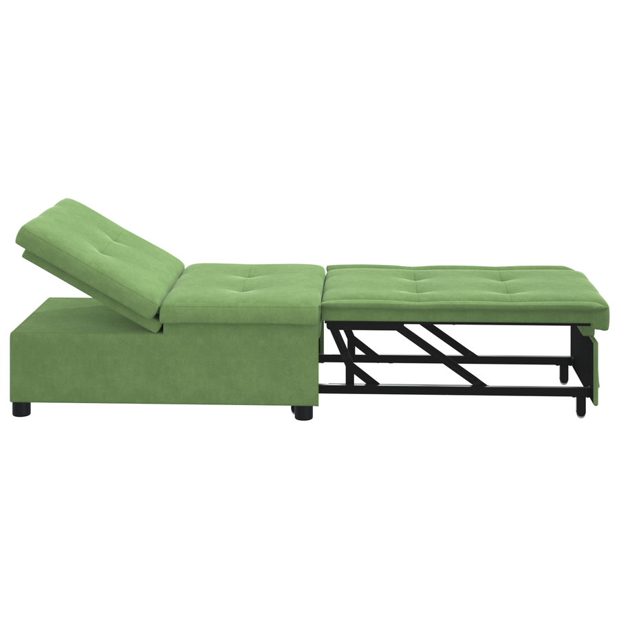 3-in-1 Sofa Bed Uitklapbaar Lichtgroen Velours