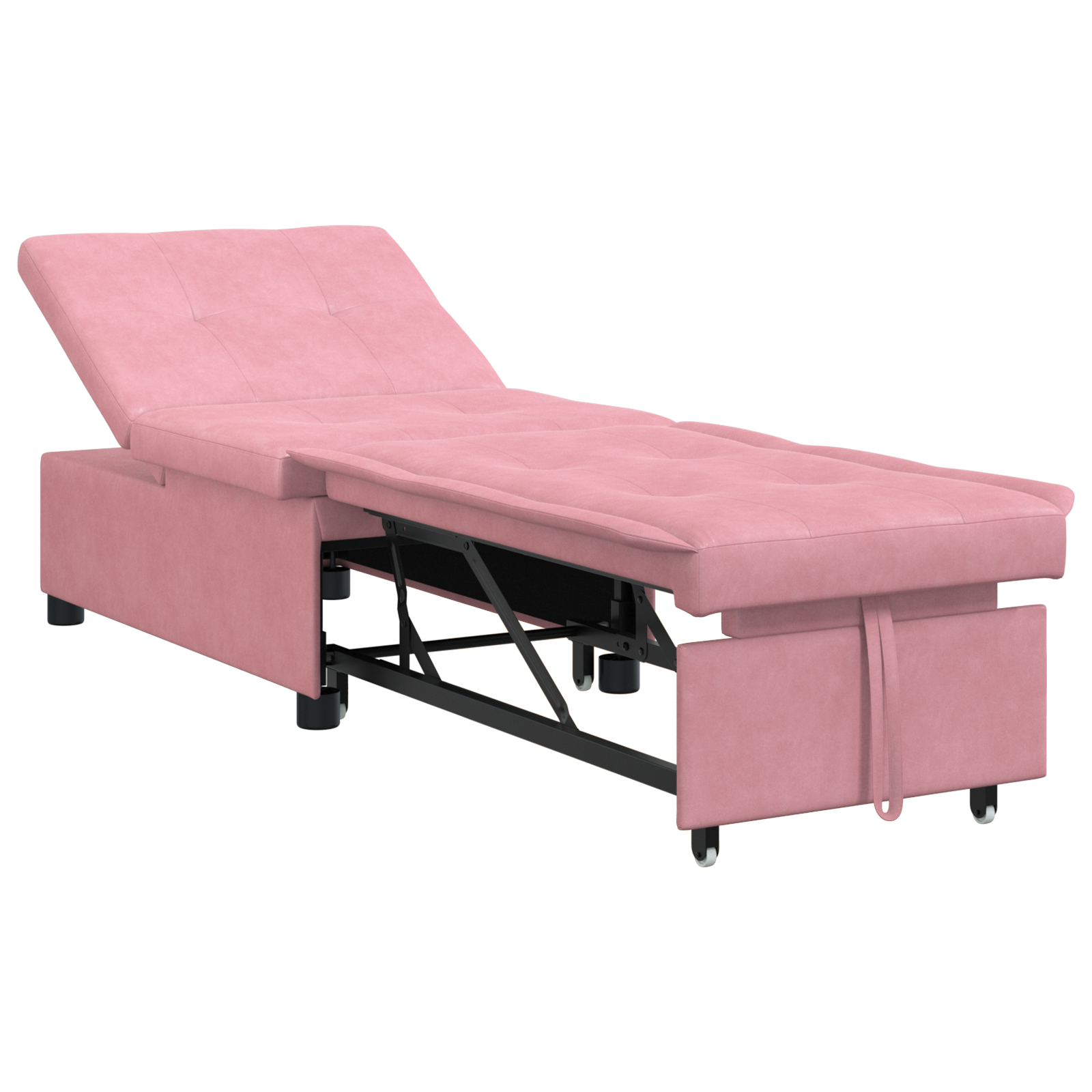 3-in-1 Sofa Bed Uittrekmodel Roze Fluweel