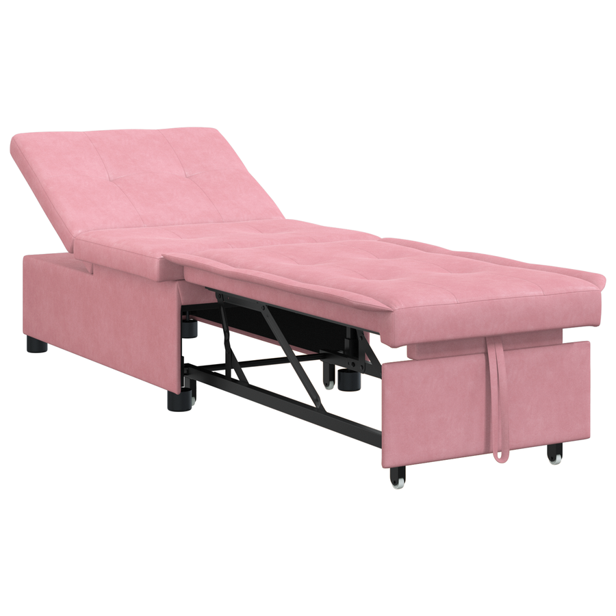 3-in-1 Sofa Bed Uittrekmodel Roze Fluweel