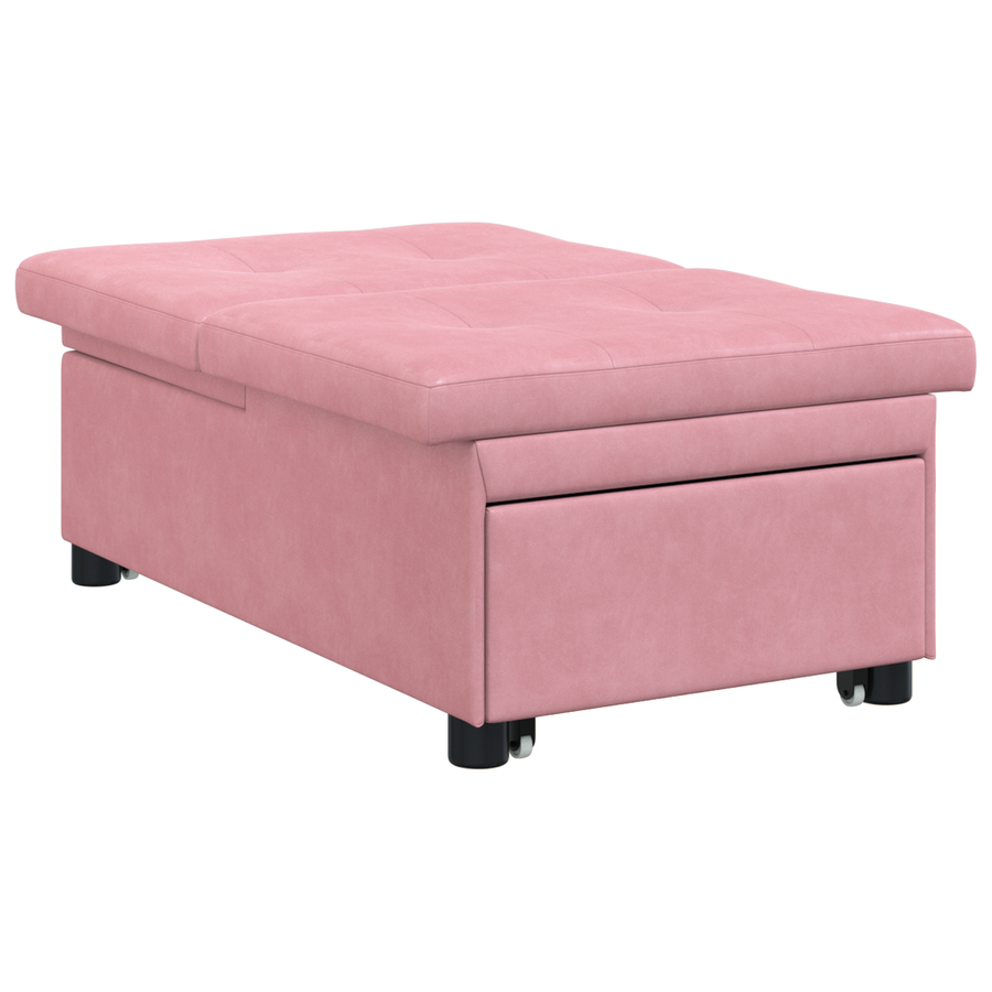 3-in-1 Sofa Bed Uittrekmodel Roze Fluweel