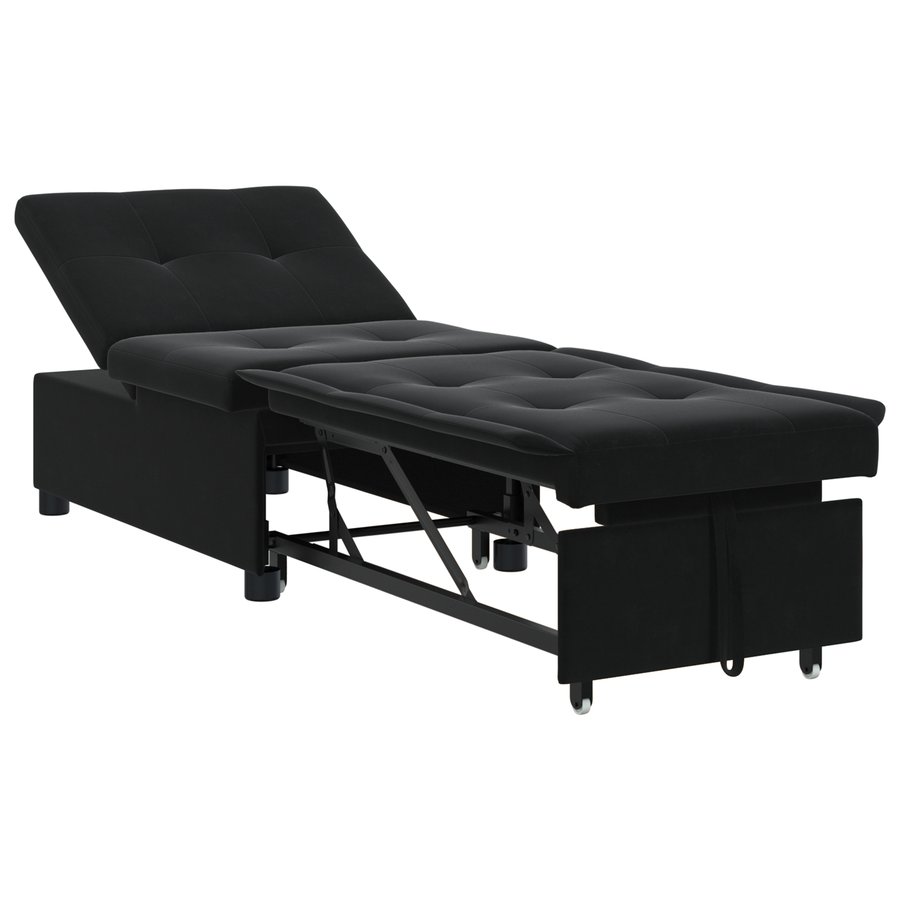 3-in-1 Uitklapbare Sofa Bed Zwart Fluweel