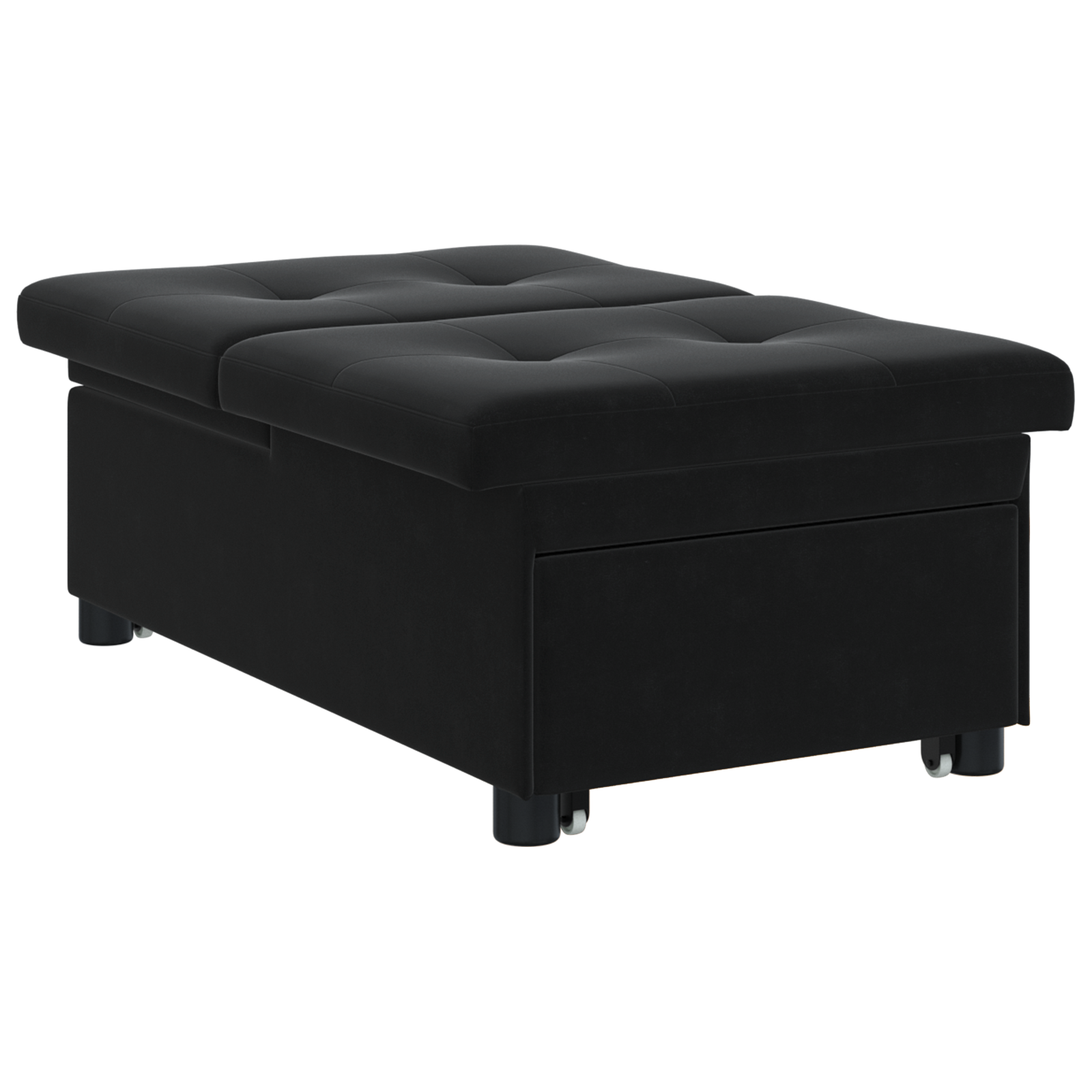 3-in-1 Uitklapbare Sofa Bed Zwart Fluweel