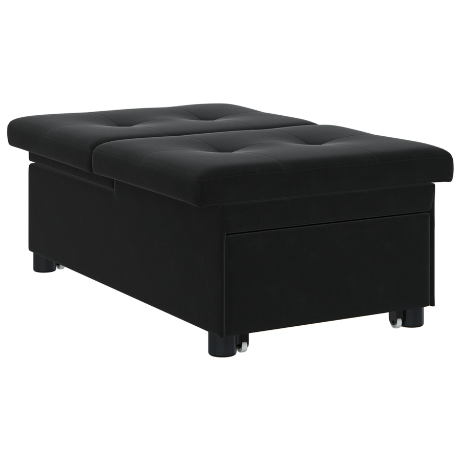 3-in-1 Uitklapbare Sofa Bed Zwart Fluweel