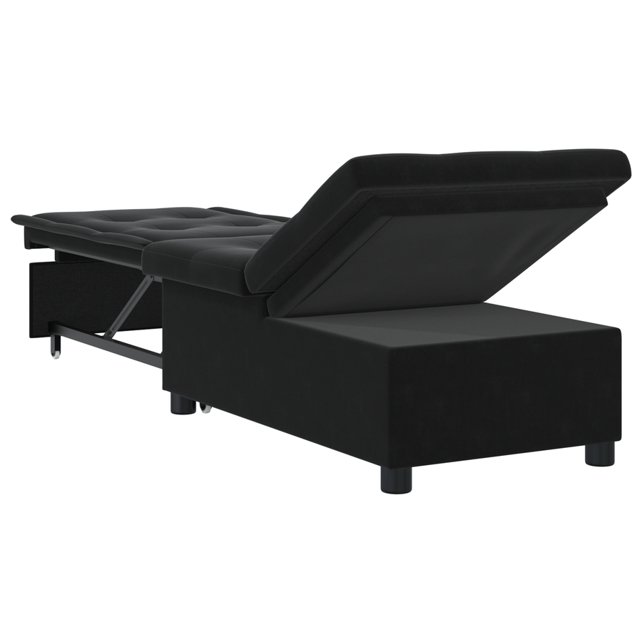 3-in-1 Uitklapbare Sofa Bed Zwart Fluweel