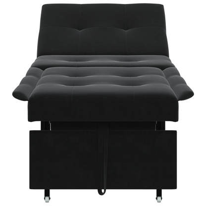 3-in-1 Uitklapbare Sofa Bed Zwart Fluweel