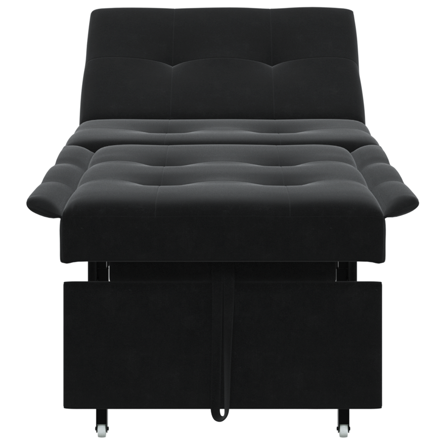 3-in-1 Uitklapbare Sofa Bed Zwart Fluweel