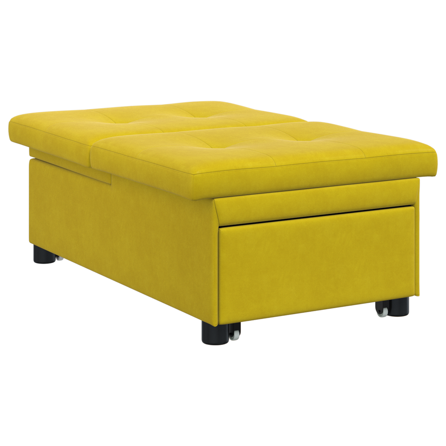 Sofa Bed 3-in-1 Uittrekbaar Ontwerp Gele Fluweel
