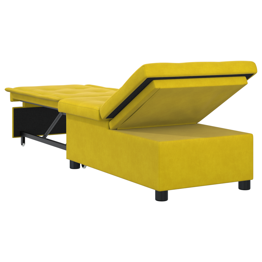 Sofa Bed 3-in-1 Uittrekbaar Ontwerp Gele Fluweel