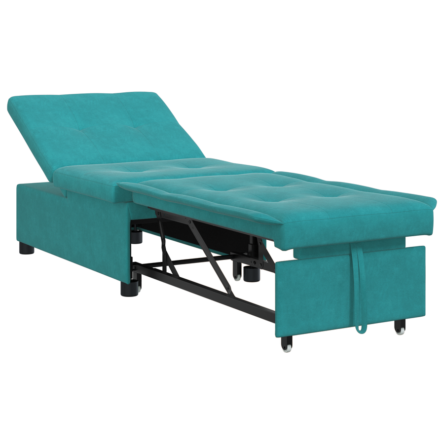 Slaapbank 3-in-1 Uittrekbaar Turquoise Fluweel