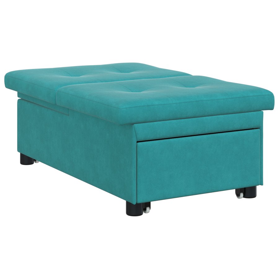 Slaapbank 3-in-1 Uittrekbaar Turquoise Fluweel