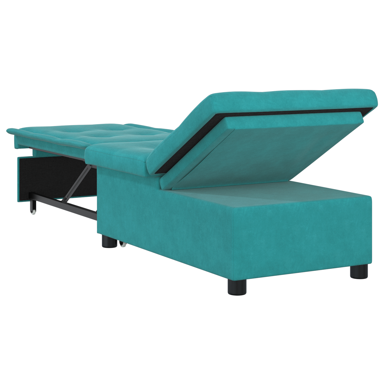Slaapbank 3-in-1 Uittrekbaar Turquoise Fluweel
