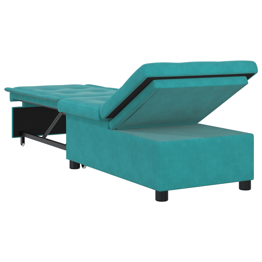 Slaapbank 3-in-1 Uittrekbaar Turquoise Fluweel
