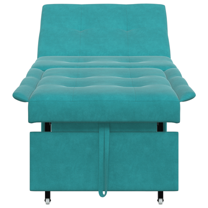 Slaapbank 3-in-1 Uittrekbaar Turquoise Fluweel