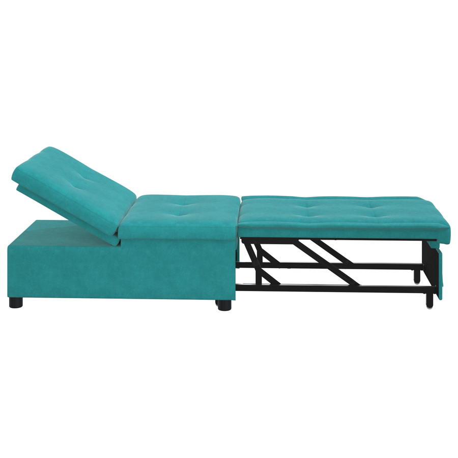 Slaapbank 3-in-1 Uittrekbaar Turquoise Fluweel