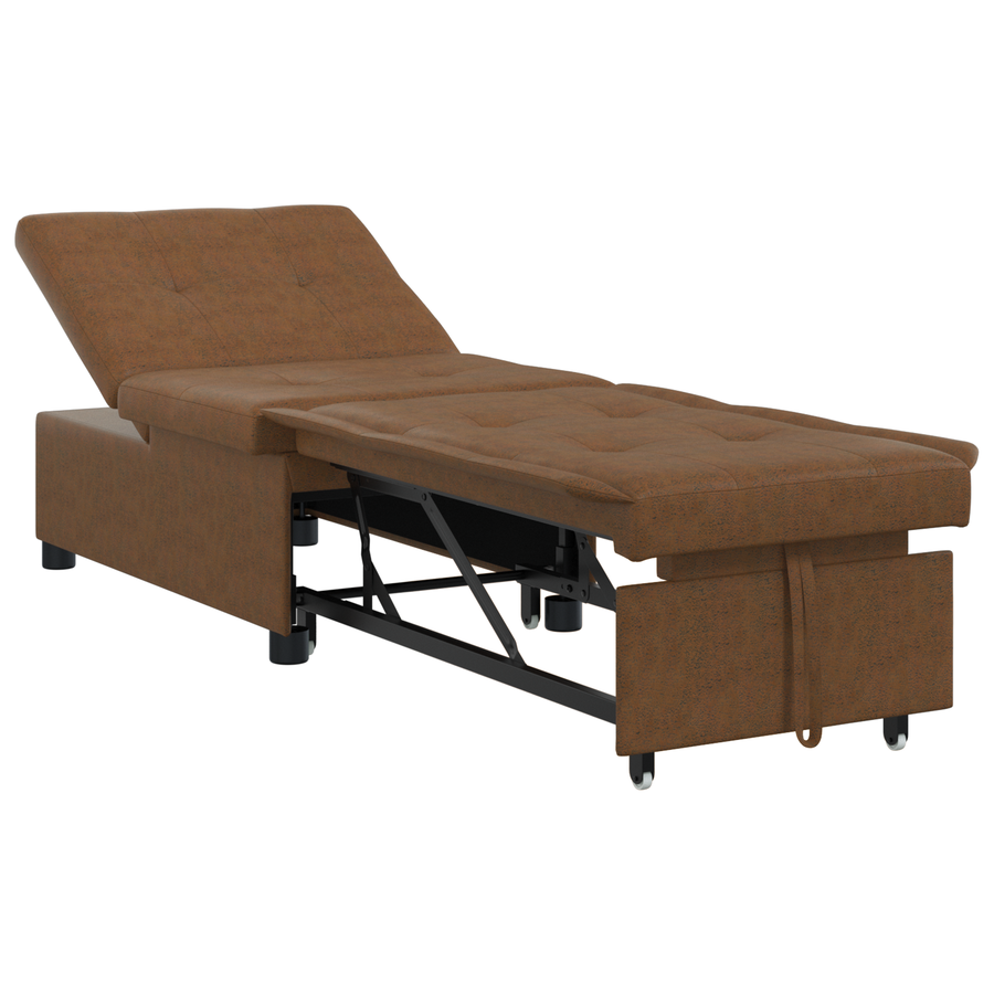 3-in-1 Sofa Bed Uittrekbaar Bruin Faux Suède Leer