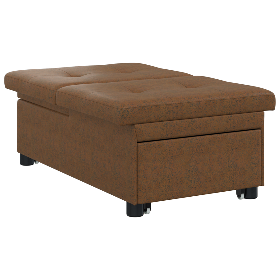 3-in-1 Sofa Bed Uittrekbaar Bruin Faux Suède Leer
