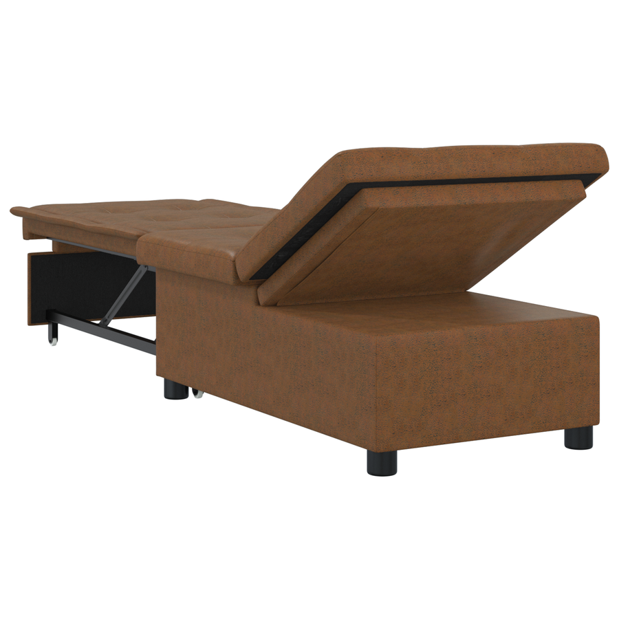 3-in-1 Sofa Bed Uittrekbaar Bruin Faux Suède Leer