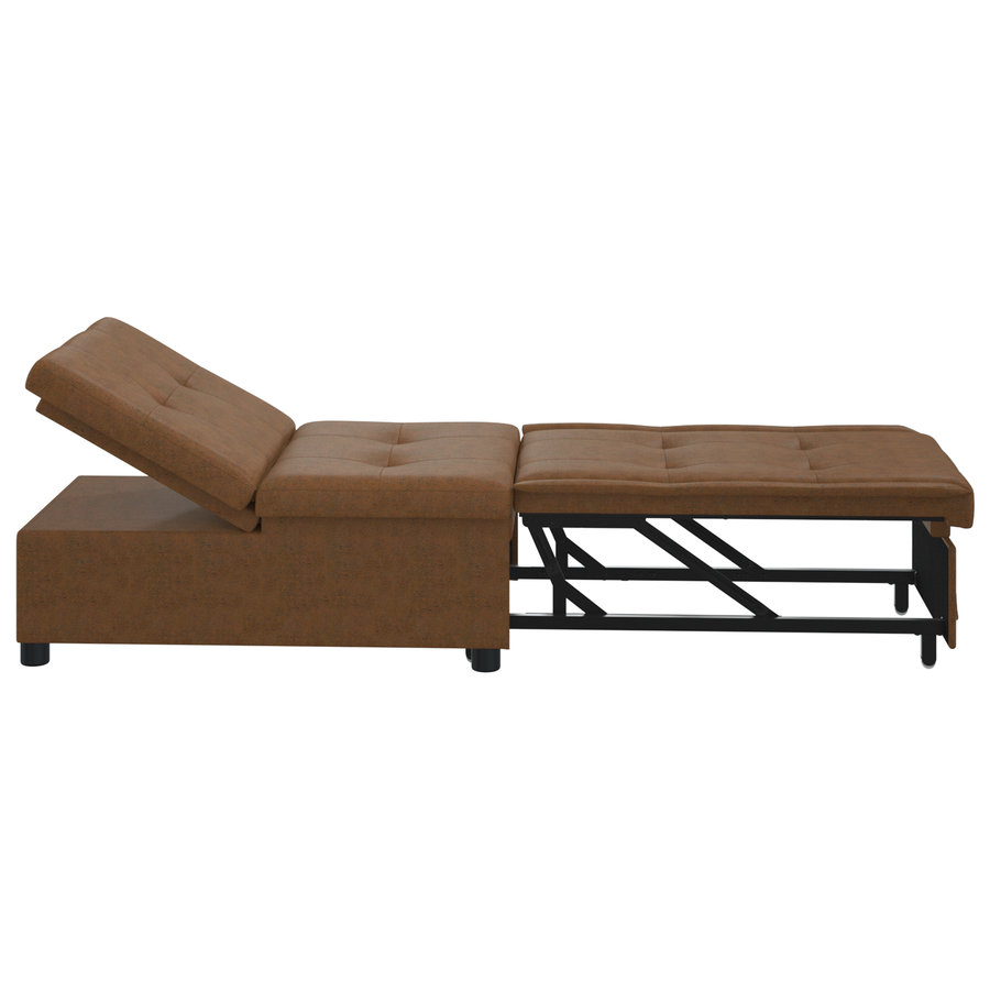 3-in-1 Sofa Bed Uittrekbaar Bruin Faux Suède Leer