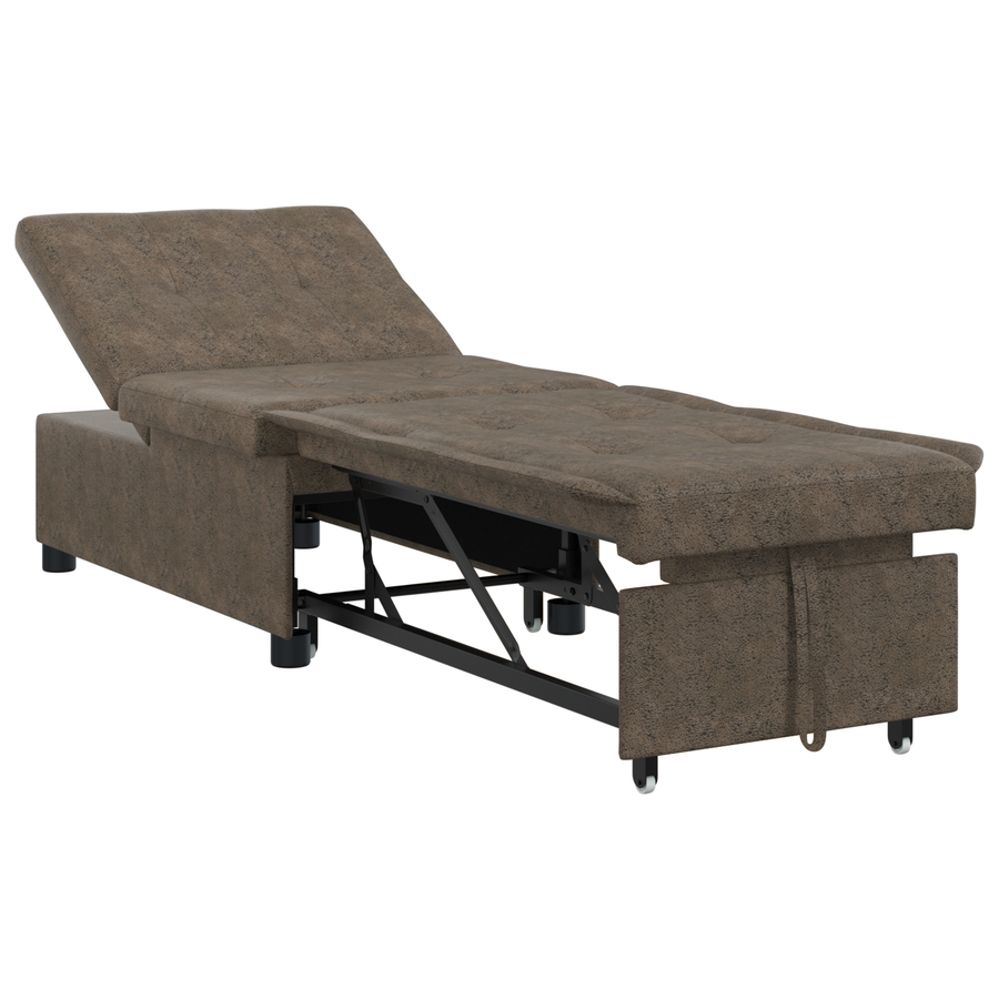 3-in-1 Uittrekbaar Sofa Bed in Legergroen Faux Suede