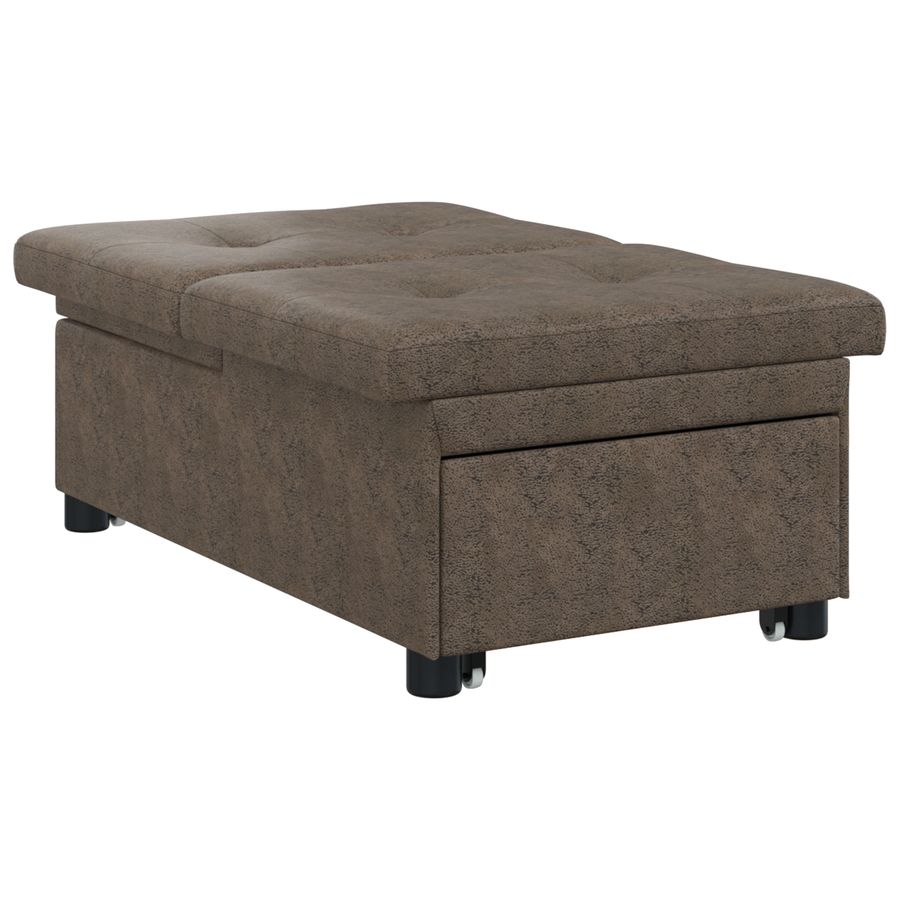 3-in-1 Uittrekbaar Sofa Bed in Legergroen Faux Suede