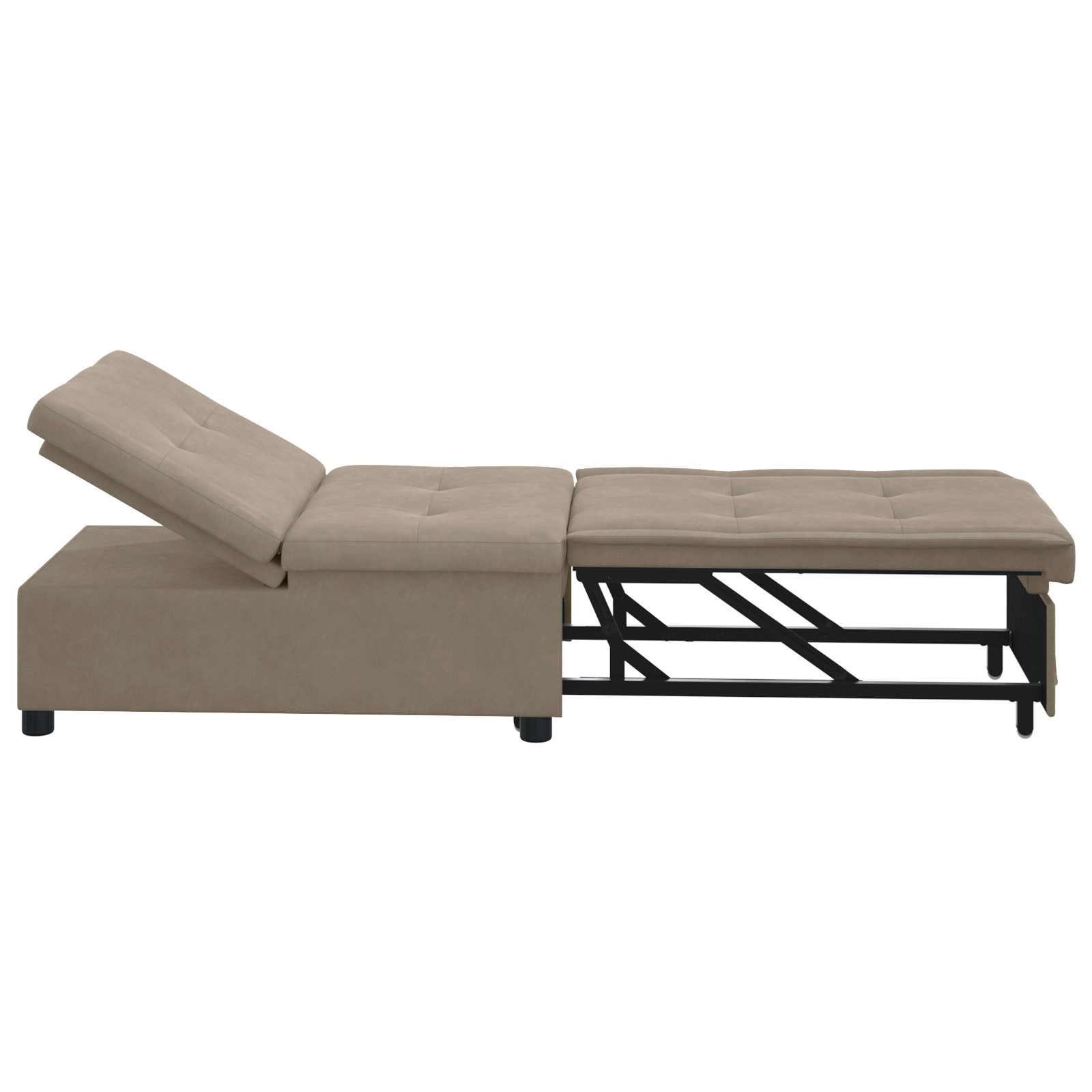 Slaapbank 3-in-1 Uittrekbaar Ontwerp Taupe Stof