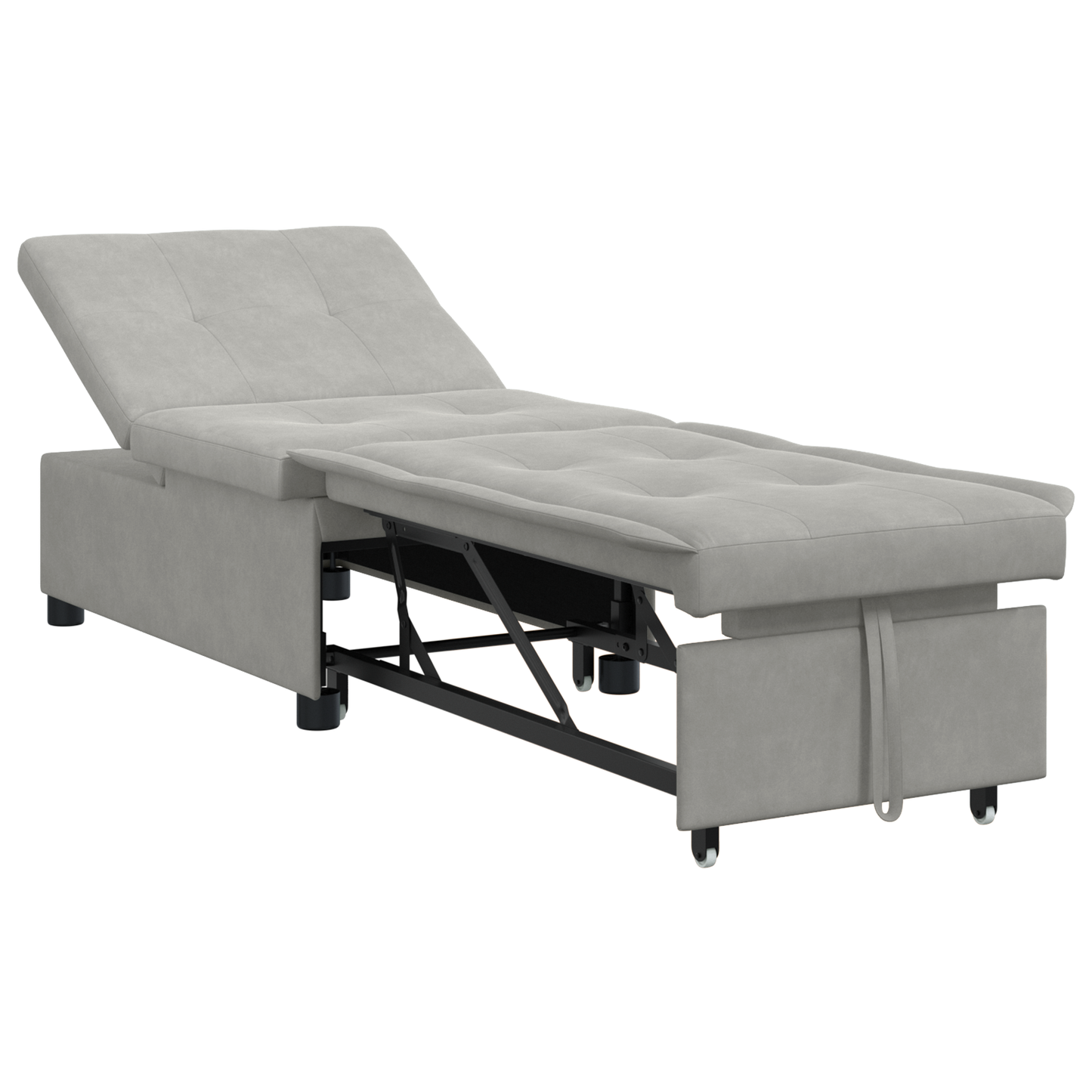Sofa Bed 3-in-1 Uittrekbare Ontwerp Lichtgrijze Stof