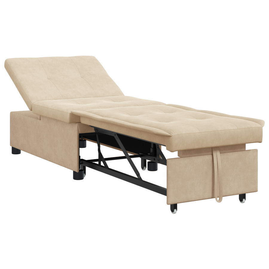 Slaapbank 3-in-1 Uittrekbaar Crème Stof