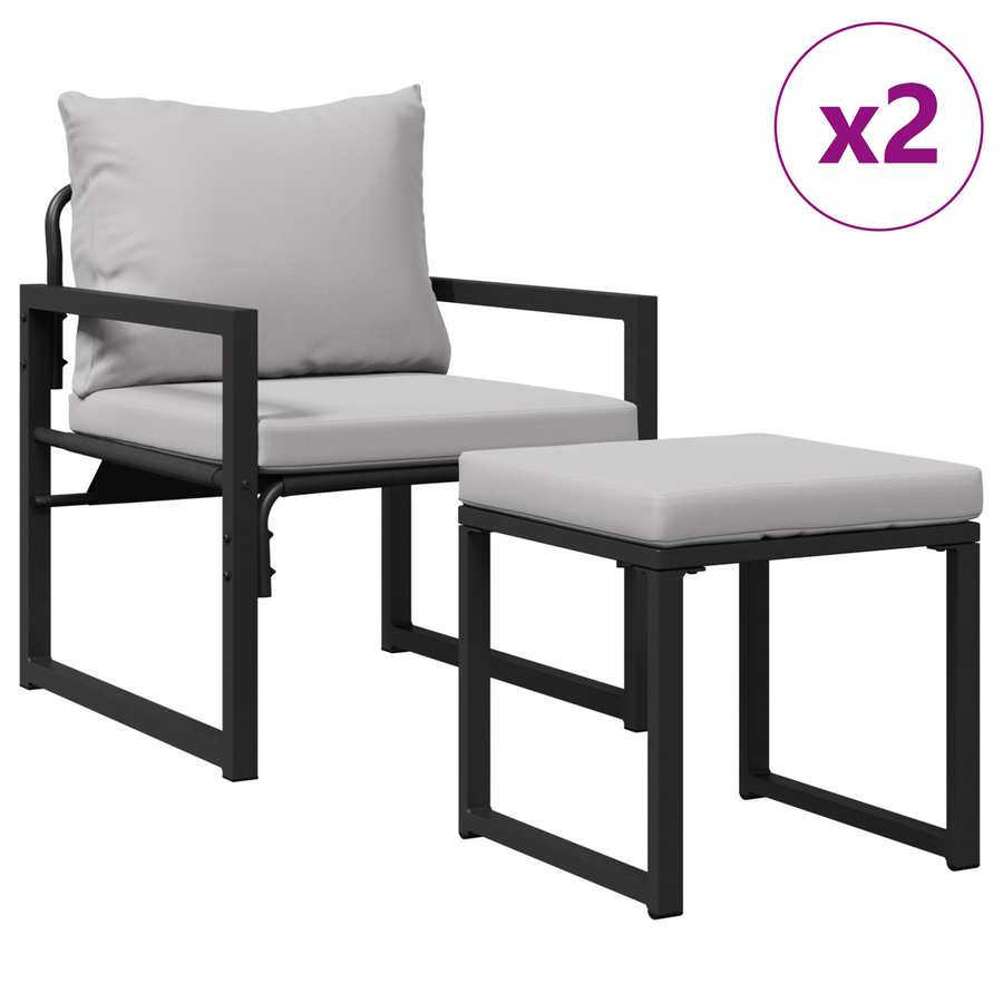 Tuin Sofa Set 4 pcs Zwart 61 x 72,5 x 71 cm Staal