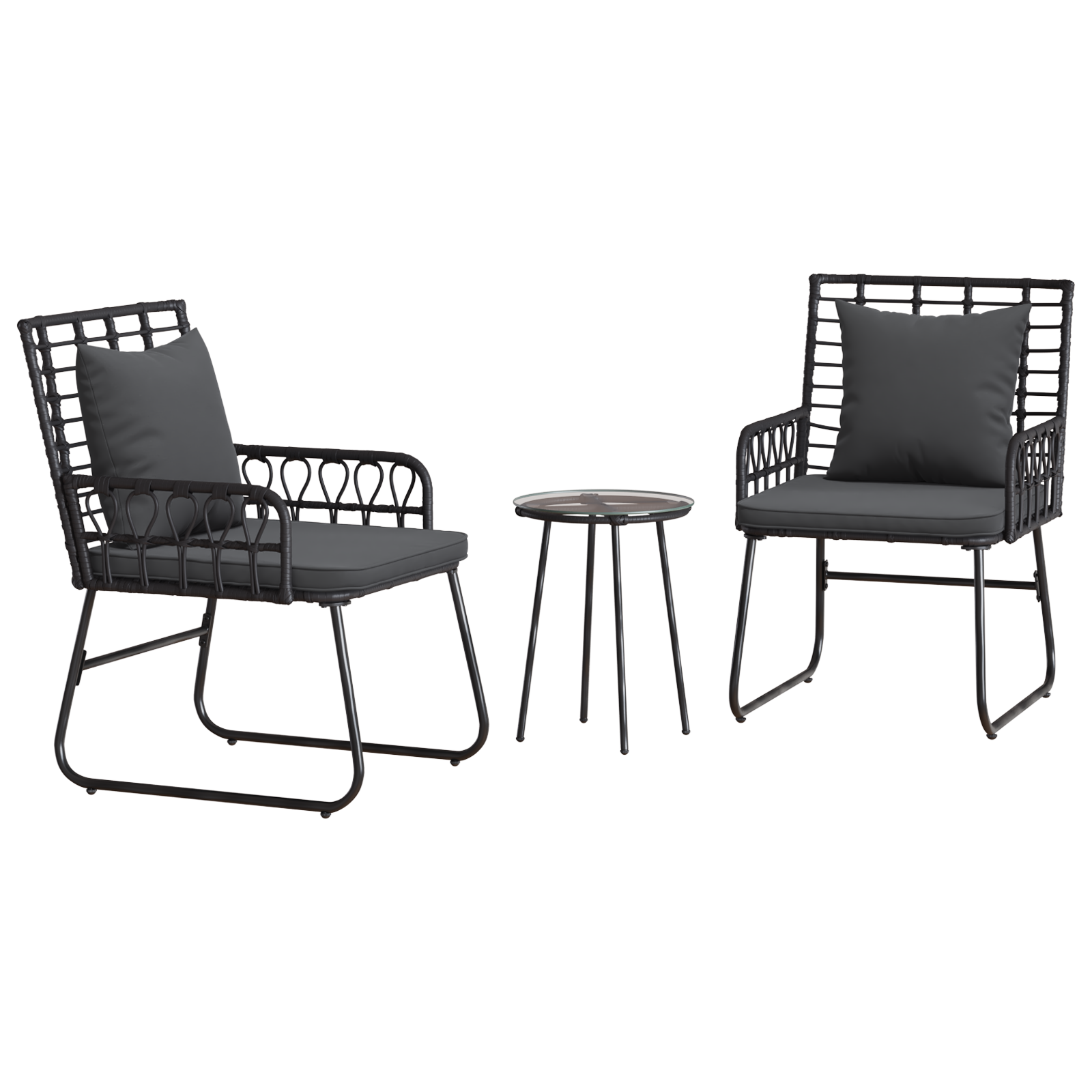Tuin Eetset met kussen 3 pcs Zwart, Antraciet 35 x 35 x 45 cm