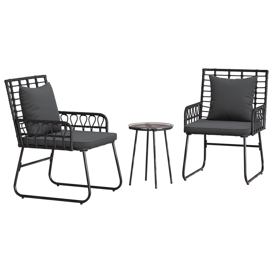 Tuin Eetset met kussen 3 pcs Zwart, Antraciet 35 x 35 x 45 cm