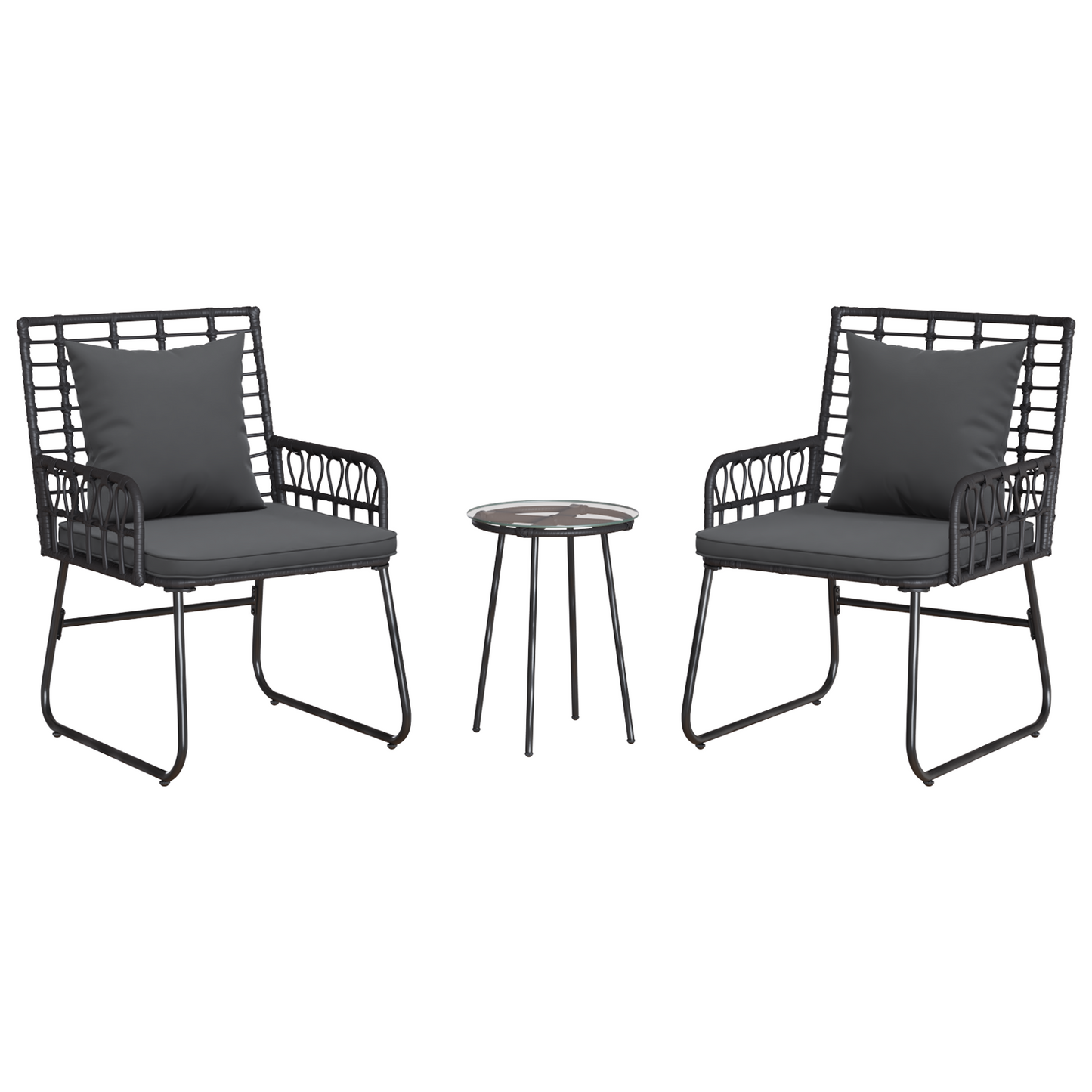Tuin Eetset met kussen 3 pcs Zwart, Antraciet 35 x 35 x 45 cm