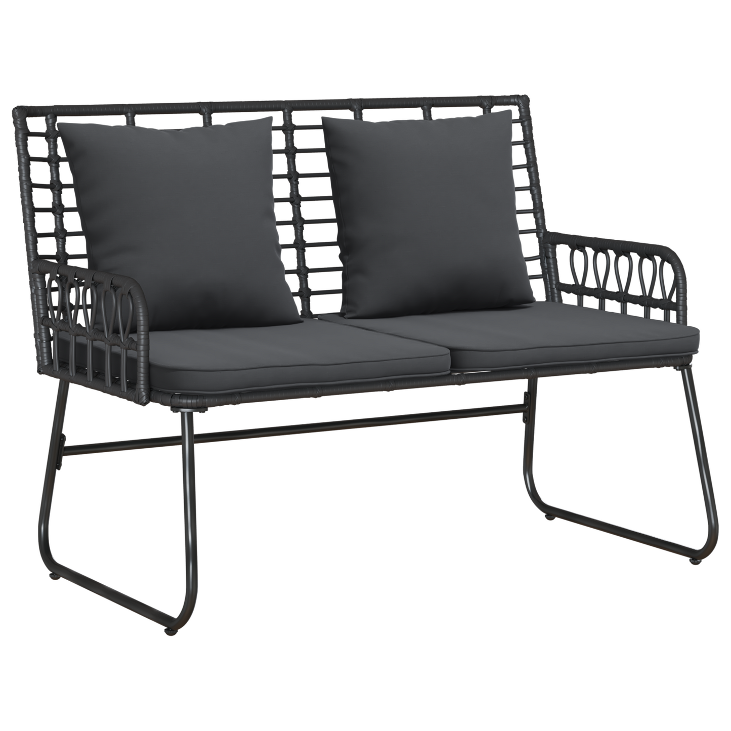 Tuinbank Zwart, Antraciet 113 x 69 x 83 cm Poly riet, staal