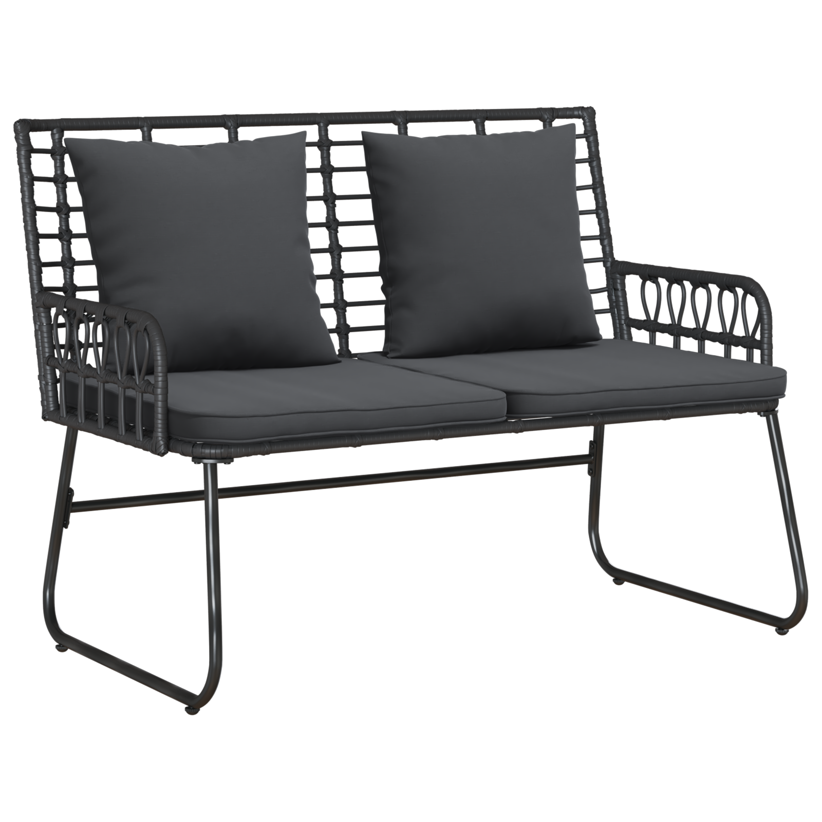 Tuinbank Zwart, Antraciet 113 x 69 x 83 cm Poly riet, staal