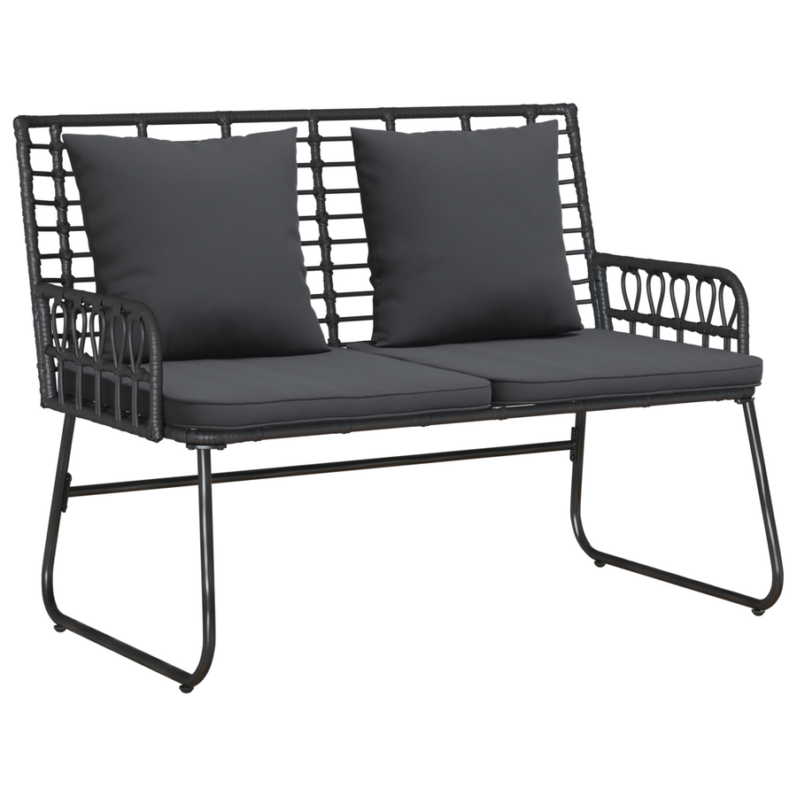 Tuinbank Zwart, Antraciet 113 x 69 x 83 cm Poly riet, staal