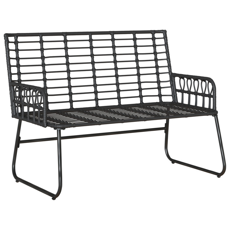 Tuinbank Zwart, Antraciet 113 x 69 x 83 cm Poly riet, staal