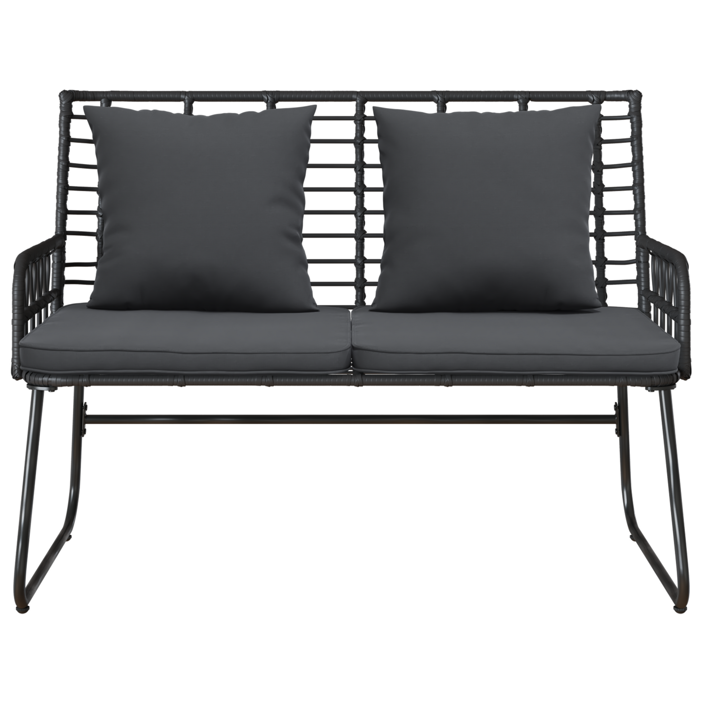 Tuinbank Zwart, Antraciet 113 x 69 x 83 cm Poly riet, staal
