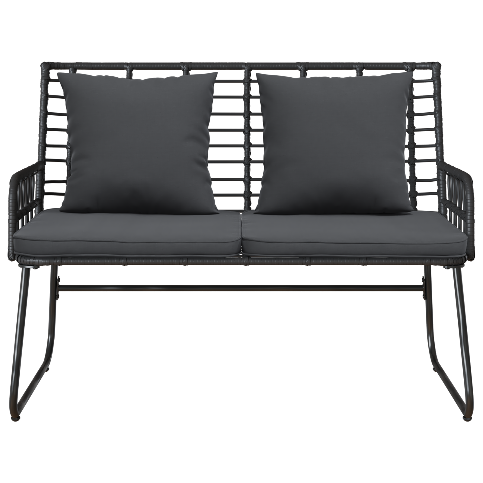 Tuinbank Zwart, Antraciet 113 x 69 x 83 cm Poly riet, staal