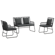Tuinset poly rattan 3-delig zwart antraciet