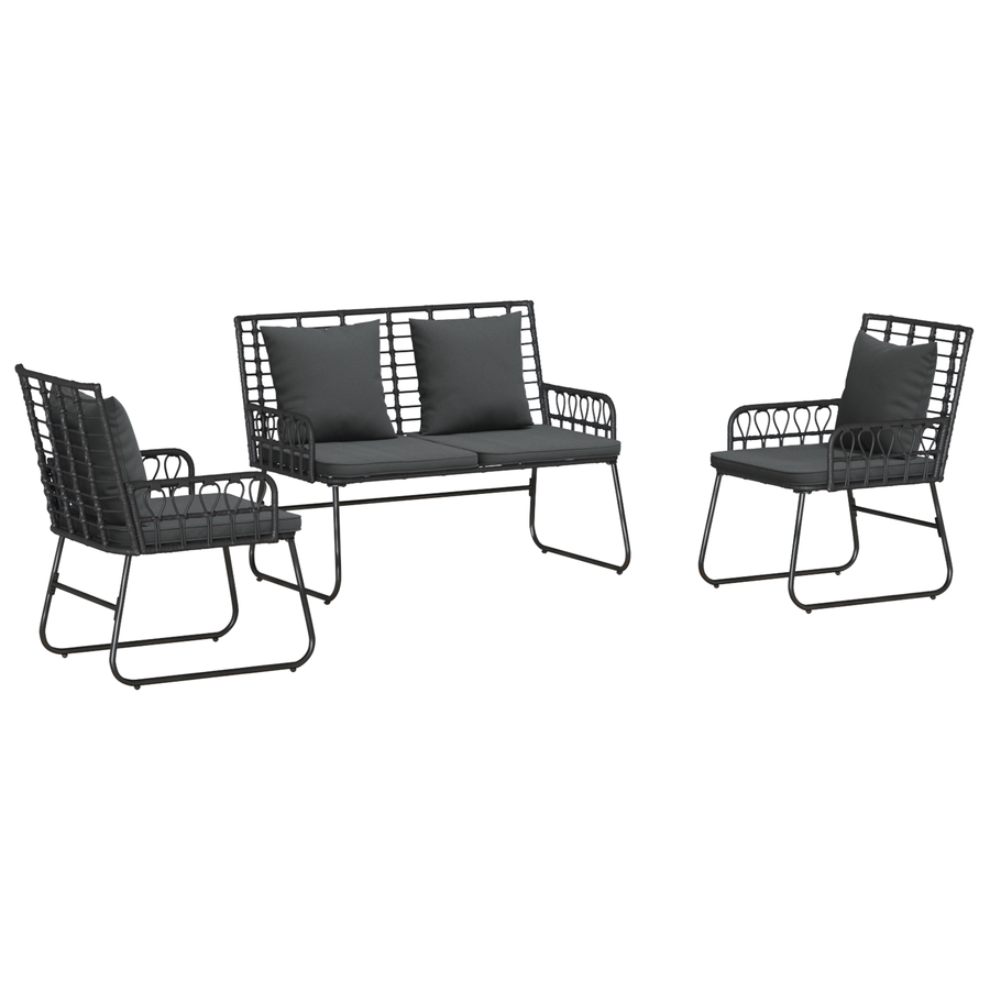Tuin Eetset met kussen 3 pcs Zwart, Antraciet 113 x 69 x 83 cm